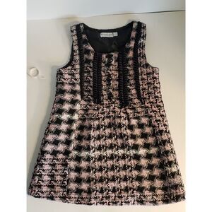 RubaCuori Houndstooth Dress Sleeveless Pink Black Tweed Girl's Size 3